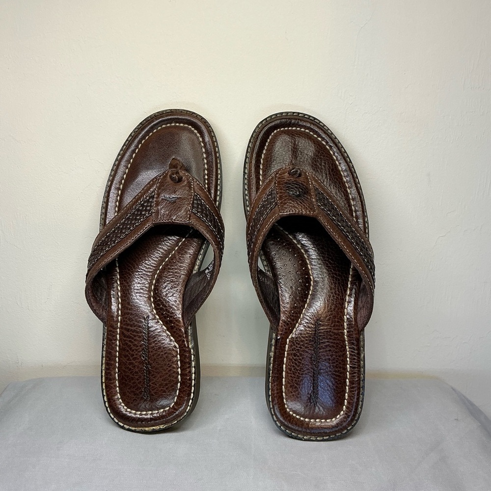 Tommy Bahama Anchors Away Brown Leather Sandals Men's Size 9